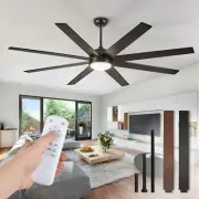 65 Inch Ceiling Fans with Lights and Remote, Black Indoor/Outdoor Ceiling Fan...