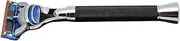 Generic Manual Razor Shaver with 5 Blades Cartridge Anti Slip Chrome Metal Handle Black Finish, 1 Count (Pack of 1)
