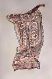 Maroon Paisley Wool Scarf - Multicolour