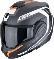 Scorpion EXO-Tech Evo Carbon Cosy, modular helmet , color: Matt Black/White/Orange , size: M