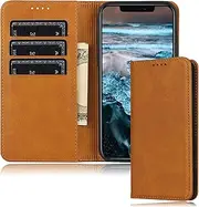 FROLAN for iPhone 12/12 Pro Wallet Case with Card Holder, Premium PU Leather Credit Slot Flip Folio Book Drop Protection Shockproof Phone Cover for iPhone 12/12 Pro 6.1 Inch - Light Brown