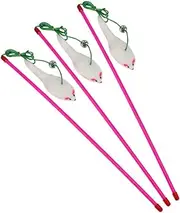 CORHAD 5pcs Interactive Plush Mouse Cat Wand Teaser Training Stick for Kittens Random Colors Engaging Cat Play Strengthen Bond Keep Active Random Color