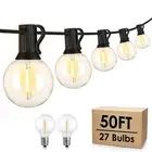 Mlambert 50Ft LED Outdoor String Lights G40 Globe Dimmable Patio Light, Water...