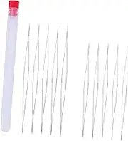 Veemoon 10pcs Beading Needles Kit with Threaders and Storage Bottle for DIY Jewelry Making Thin Stitching Needles for Easy to Carry Red Cap Design