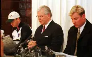 Australian cricketers MARK WAUGH and SHANE WARNE with ACB Chi- Old Cricket Photo