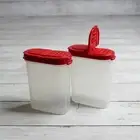 Tupperware Modular Mates Spice Shaker Storage Containers Flip Top Lid Red Seals