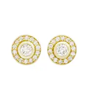 Suzy Levian 14K 0.33 ct. tw. Diamond Bezel Halo Studs