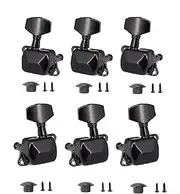 6 Pieces Semi-closed Guitar String Tuning Pegs Tuner Machine Heads Knobs Tuning Keys for Acoustic or Electric Guitar（3L+3R /Black)
