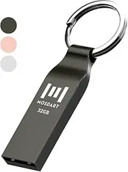 [mosDART] Waterproof 32GB USB2.0 Flash Drive, FAT32 Metal Memory Stick with Keychain, for System Back, Data Storage, Titan Gray