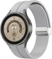 [SUPENG] Strap Compatible with Samsung Watch 4/5 40 44mm Watch 5 Pro 45mm Band Silicone Magnetic Buckle Compatible with Galaxy Watch 4 Classic 42 46mm (Color : Silver Grey, Size : Galaxy Watch 5 40mm)