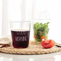 在飛比找ETMall東森購物網優惠-GOODMORNING早餐杯耐高溫玻璃杯zakka透明字母牛