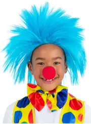 Spiked Blue Kids Clown Costume Wig