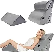 4 pcs Orthopedic Bed Wedge Pillow for Sleeping - Memory Foam Pillows for Back, Neck & Leg Support, Ideal for Pain Relief & Snooring - Wedge Pillow Set with Machine Washable Cover