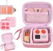 Hard Case and Silicone Cover for Yoto Mini Player, Kids Audio Music Accessory with Card Case Holder for up to 10 Cards (Pink)