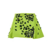 [DES PHEMMES] DES PHEMMES Satin mini skirt with floral embroidery Woman 40 40 Green