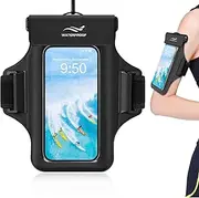 Waterproof Phone Pouch Armband Case for iPhone 15 Pro Max 14 13 12 Plus X XS, Floating Waterproof Phone Bag for Kayaking Snorkeling Beach Pool, Sports Water Proof Phone Holder with Arm Bands