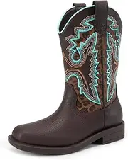[DREAM PAIRS] Boys Girls Cowboy Boots Kids Western Square Toe Riding Boots