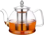 1000ml Glass Teapot with Removable Infuser, Stovetop Safe Tea Kettle, Blooming
