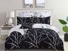 Tree Reversible Super King Size Bed Quilt/Doona/Duvet Cover Set Black