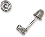 [JewelryWeb] 14k White Gold 3mm Round CZ Simulated Diamond Screw Back Earrings Stud Earring for Women