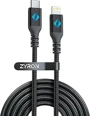 ZYRON USB C to Lightning Cable 2m Long, Apple MFi Certified iPhone Fast Charger Cable, 20W USB-C PD Charging Cord, Nylon Braided for iPhone 14 13 12 11 Pro Max X XR 8 Plus iPad, Black (USB-C to L)