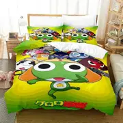 v164 Bed Sheets Kawaii cartoons Bed Sheet Keroro Frog Bedding Set Single Twin Full Queen King Size Bed Set Adult Kid Bedroom Duvet cover Sets 3-Piece