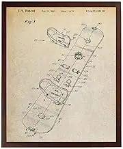 Turnip Designs Snowboard Patent Poster Snowboard Art Ski Lodge Decor Winter Print Sports Wall Art Snow Ski Vintage TDP336