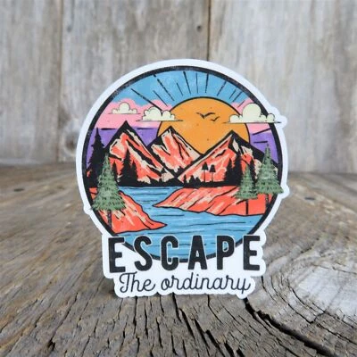 Escape The Ordinary Sticker Full Color Waterproof Retro Sunset Outdoors Camping