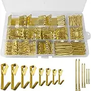 304 Pieces Picture Hanging Kit, 10lb, 30lb, 50lb and 100lb Picture Hangers, Metal Picture Hanging Hooks with Nails, on Drywall, Wooden Wall(Gold)