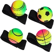 4Pcs Luminous Sports Wrist Balls Elastic Rebound Balls for Includes Basketball Soccer Baseball and Tennis for Go Fun and Group Activities