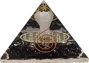 [Amazing Gemstone] Orgone Pyramid with Garnet Crystal and Glow in Dark Angel - Natural Healing Stones Orgonite Energy Generator for Yoga Meditation (70mm)