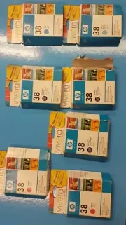 BULK Amount all 7 Inc,Vivera Hp 38 Ink Cartridges Black Cyan magenta light cyan