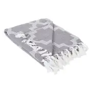 Modern Moroccan Cotton Blanket Throw with Fringe for Couch, Chair, 50x60" Gray