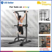 Power Tower Dip Station Pull Up Bar Adjustable Height Strength Training Gym