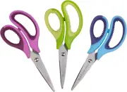 Kids Scissors Pointed Tip 5-Inch 3 Pack - Pointed Small Scissors for School Kids