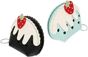 [JEWEDECO] Small Cartoon Design Wallet 2pcs Mini Zipper Pouch for Women Purse Sturdy and Reliable