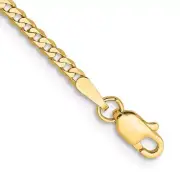 14K 10 inch 2.2mm Flat Beveled Curb Anket Bracelet Necklace