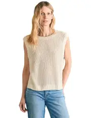 [Faherty] Miramar Linen Muscle Tank in White/Blue