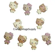 10 kitty bow cat chocolate brown cabochon flatbacks, buttons, thumbtacks magnets
