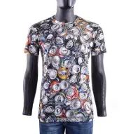 MOSCHINO COUTURE RUNWAY T-Shirt mit Dosen Print Grau Mehrfarbig Baumwolle 05426