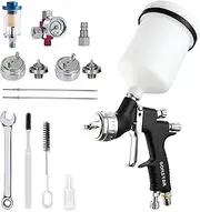 Spray Paint Gun Kit, LVLP Air Spray Gun, Auto Paint Gun, 1.3/1.5/1.7mm Nozzles, Primer Touch Up, Paint Sprayer, Furniture Deck, White, Aluminum