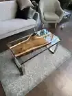 48" x 24" Epoxy Coffee Table with Clear Resin | Live Edge Walnut Resin Table