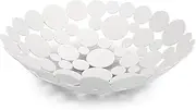OwnMy Metal Fruit Bowl Basket Creative Table Centerpiece Fruit Stand Decorative Countertop Fruit Holder for Kitchen Counter, Iron Large Fruit Plate Round Storage Tray for Bread Snacks Candy (White)