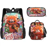 Turning Red New Schoolbags For Primary And Secondary School Students, Anime Movie Peripheral Three-Piece Backpack