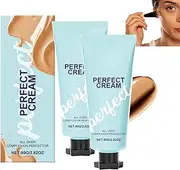 All-Over Complexion Perfector, Waterproof and Sweat Resistant Makeup Holding Concealer, Lightweight Coverage & Instant Glow,Long-Lasting Cc Cream Foundation (2 PCS, 1 IN)