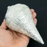 925 Pure Solid Silver with Stamp Pooja Shell/ Shankh Lucky Conch| Antique Shankh