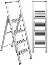 Step Ladder Step Folding, Decorative - Modern Beautiful Aluminum, Ultra Slim Profile, Anti Slip Steps, Sturdy-Portable for Home, Office, Kit Folding Step Stool