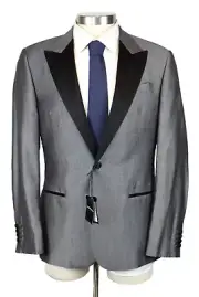$1695 Emporio Armani Evening Jacket 46 R Silver Wool Blend G Line Tuxedo Dinner