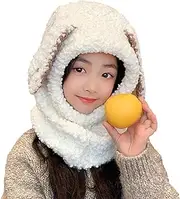 [Generic] Cute Winter Hats for Kids - Bunny Kids Hood Hat Scarf - Animal Ears Hat, Warm Hat Scarf for Travel, Sports, Daily Wear, Walking