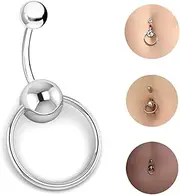 [TRBR] 14g Captive Bead Belly Button Ring for Women Belly Piercing, Surgical Steel Belly Rings Silver, 10mm Bar Length, 14G, Stainless Steel, no gemstone